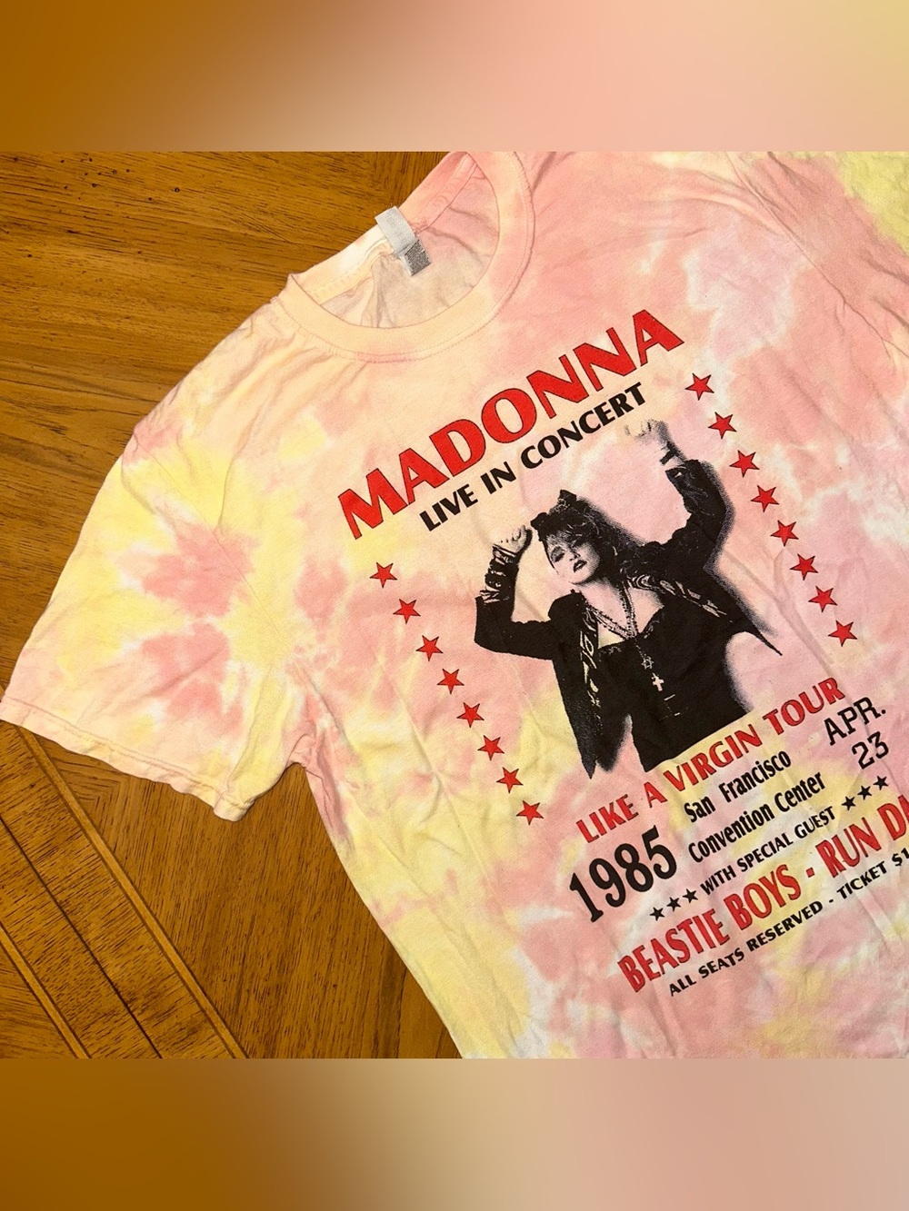 Madonna Like a Virgin Tour Tshirt Size Large Tie Dye Graphic April 23 1985
